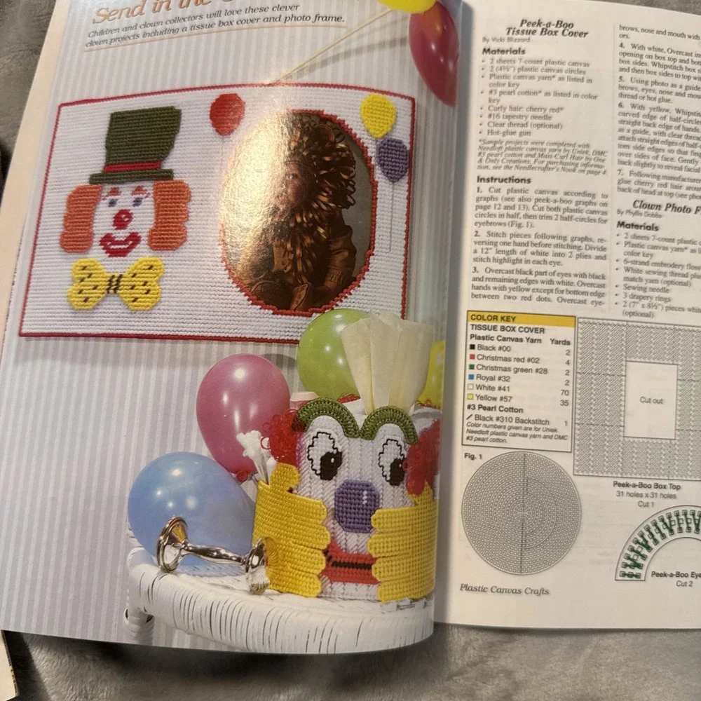 Vintage‎ Plastic Canvas pattern book Send In The Clowns
